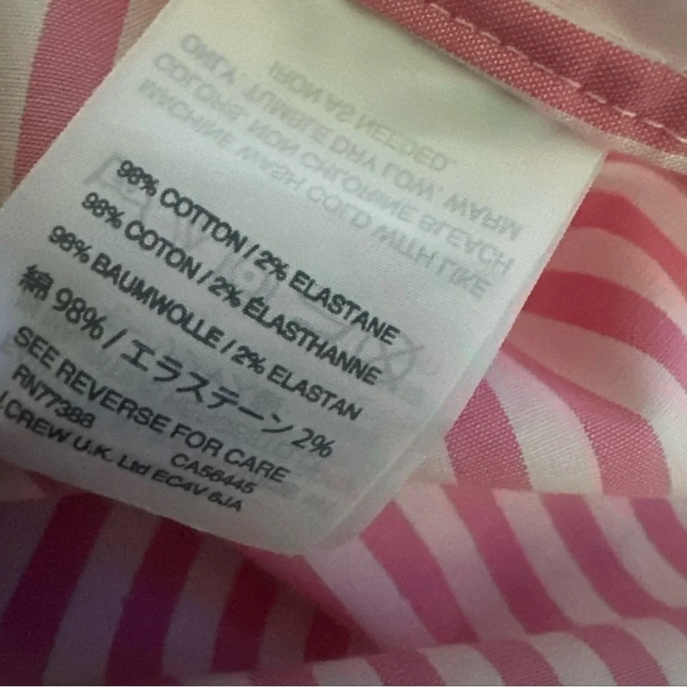 J Crew Ludlow Slim Fit Striped Pink White Dress Shirt Mens Sz 16 34 Long Sleeve